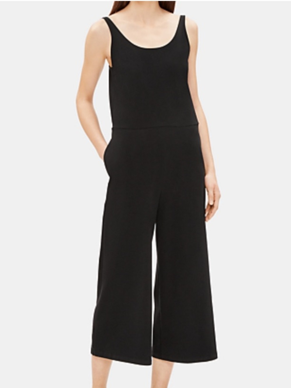 Eileen Fisher Black Cotton Cami Jumpsuit